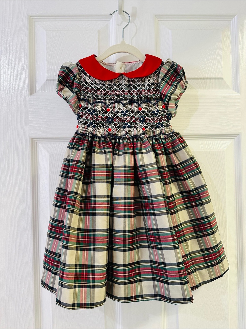 Charter Club Girls Red Plaid Smocked Holiday Christmas Dress